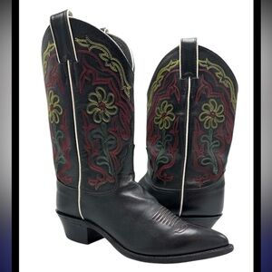 Justin Vintage Cowboy Western Boots Exotic Handmade 7 B 1980s Rainbow USA made